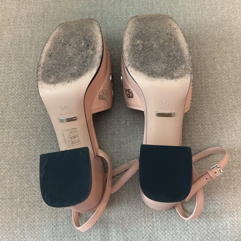 Gucci Size 38 1/2 Malaga Kid heal in perfect pink